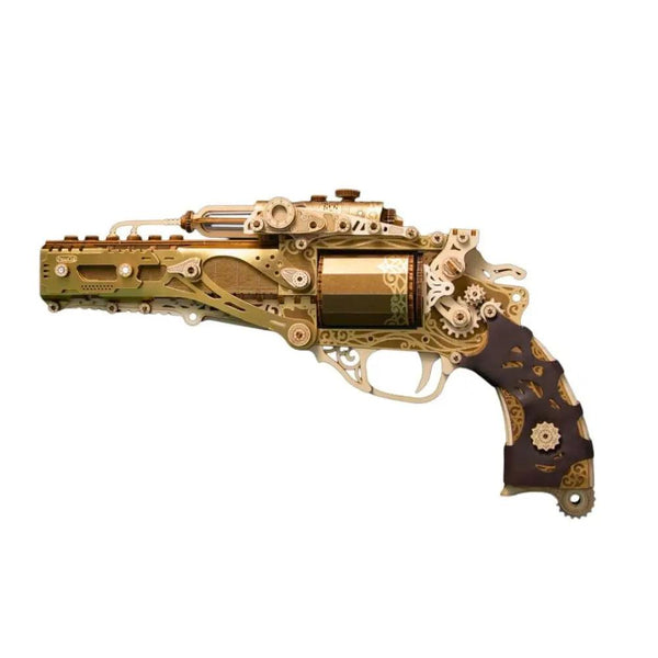 Wooden 3D Puzzle Steampunk Revolver