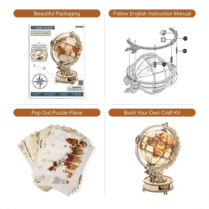 Luminous Globe 3D Wooden Puzzle