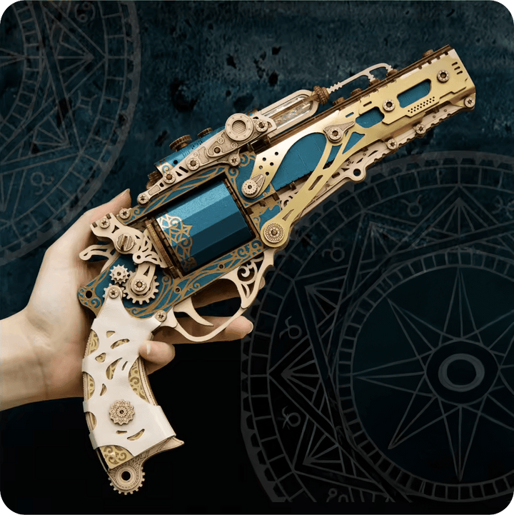 Wooden 3D Puzzle Steampunk Revolver