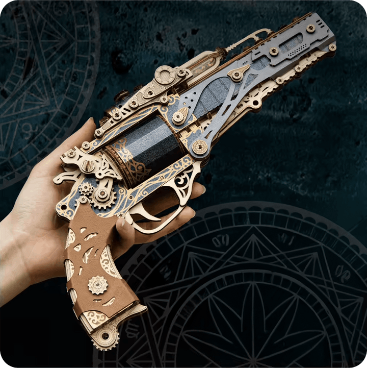Wooden 3D Puzzle Steampunk Revolver