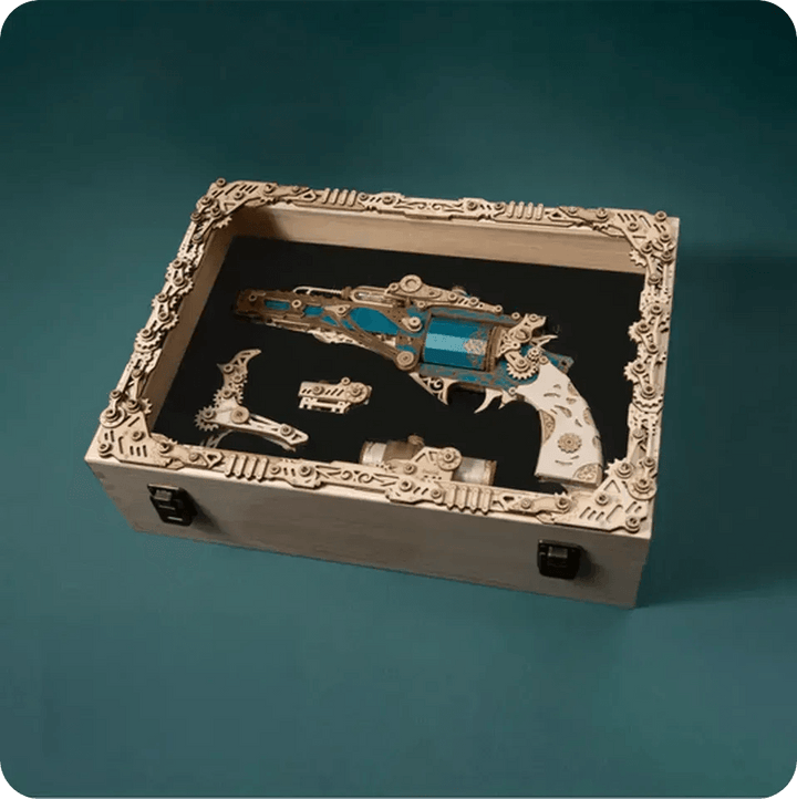Wooden 3D Puzzle Steampunk Revolver